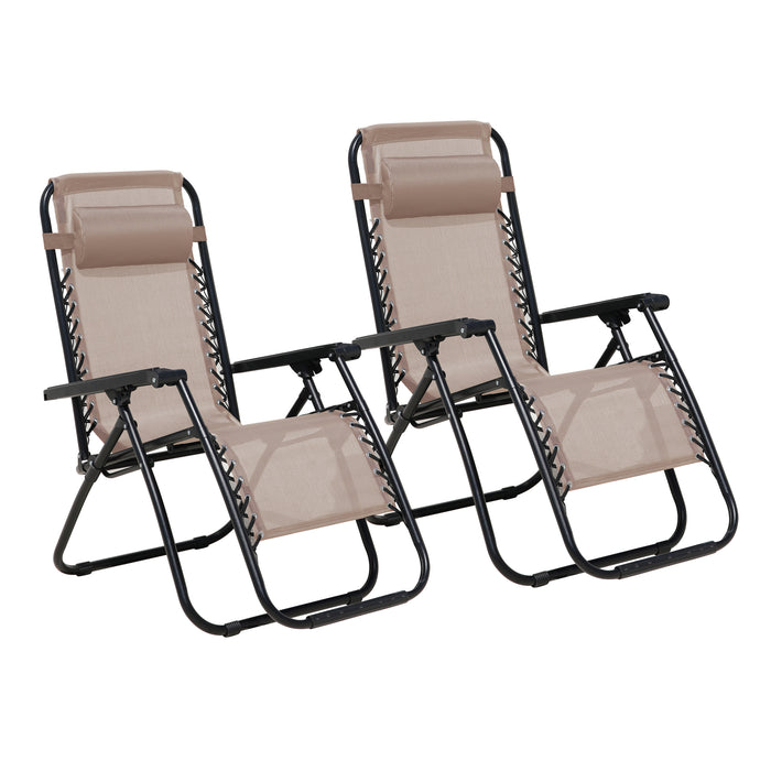 B-Ware Gartenstuhl 2er Set mit Kopfkissen Beige
