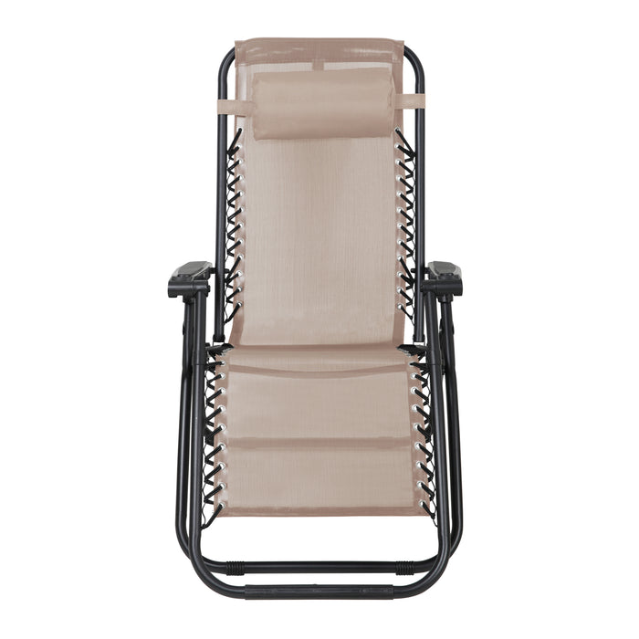 B-Ware Gartenstuhl 2er Set mit Kopfkissen Beige