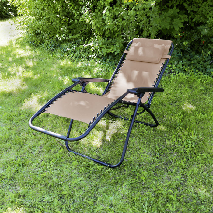 B-Ware Gartenstuhl 2er Set mit Kopfkissen Beige