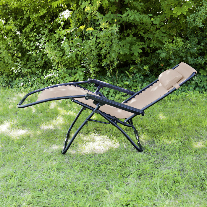 B-Ware Gartenstuhl 2er Set mit Kopfkissen Beige