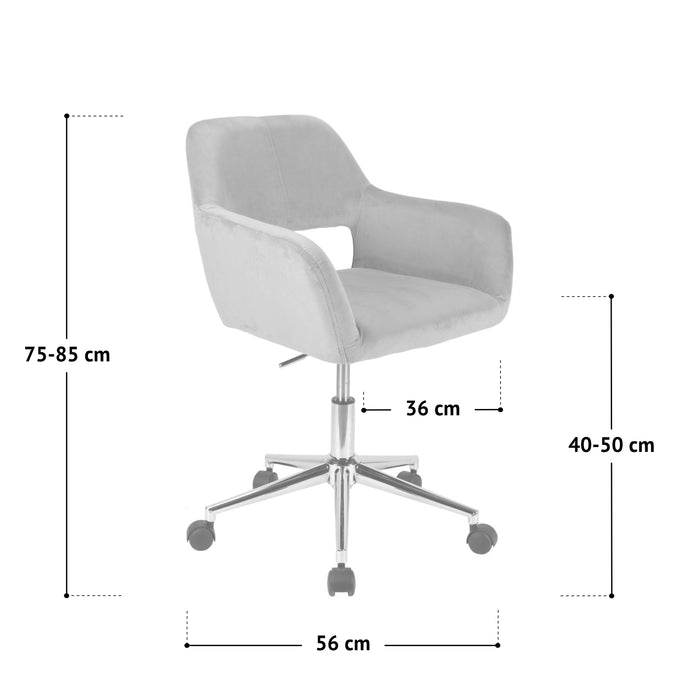 Maße SVITA JILL Bürostuhl: verstellbarer Höhe von 75 bis 85 cm, Sitzhöhe 40 bis 50 cm, Basis 56 cm breit, Sitzbreite 36 cm