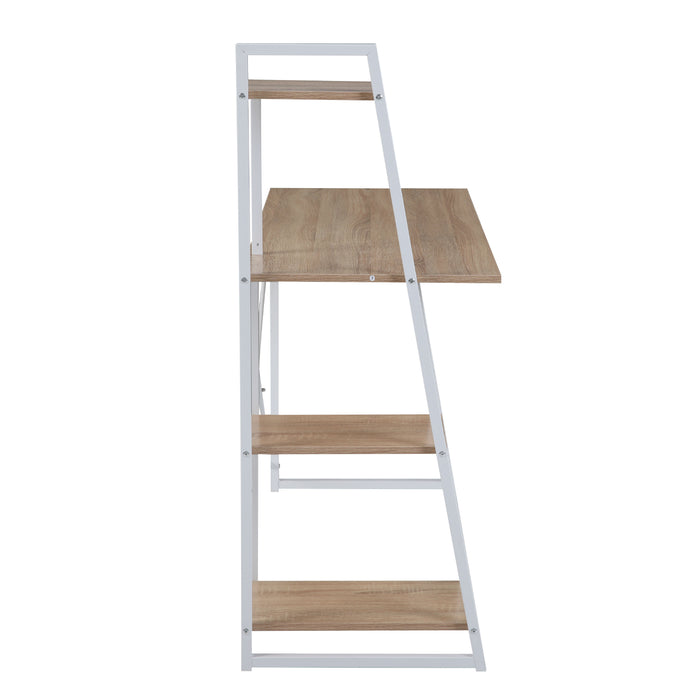 COMBO1 Schreibtisch Regal Holz-Optik Nussbaum Eiche Metall-Beine