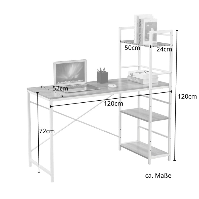 COMBO2 Schreibtisch Regal Holz-Optik Metall-Beine