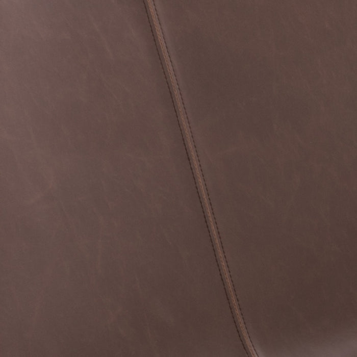 Detailansicht des Materials - braunes PU-Leder mit Ziernaht