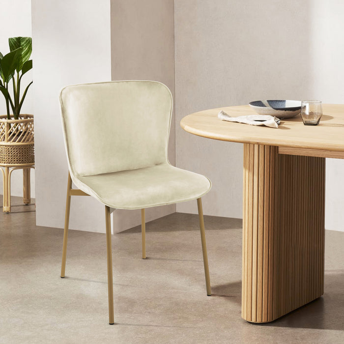 B-Ware MARY 2er Set Esszimmerstuhl Beige/Gold