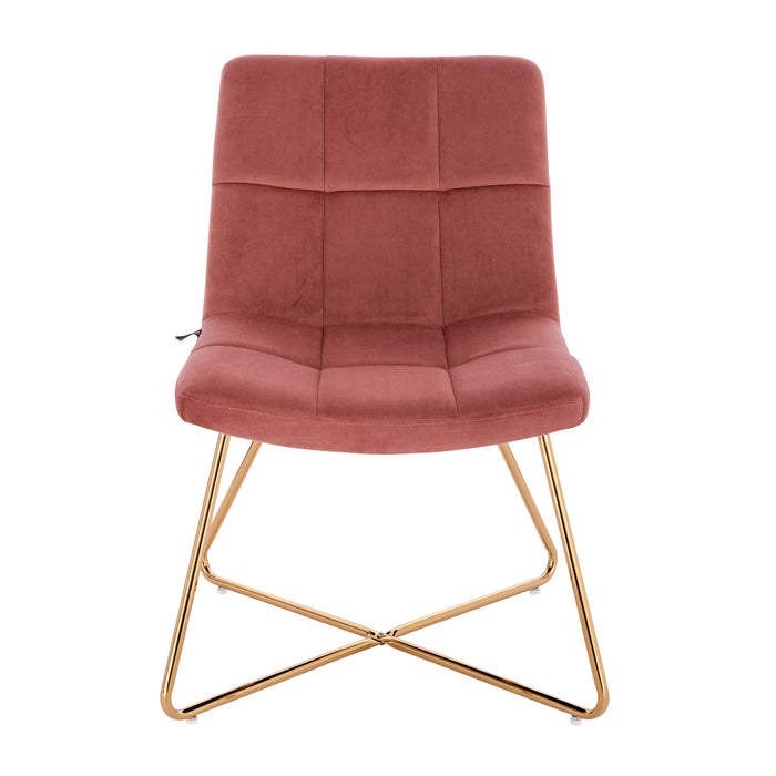 Vorderansicht des SVITA Lynn Sessels in alt-rosa mit elegantem Design und goldfarbenem Metallgestell