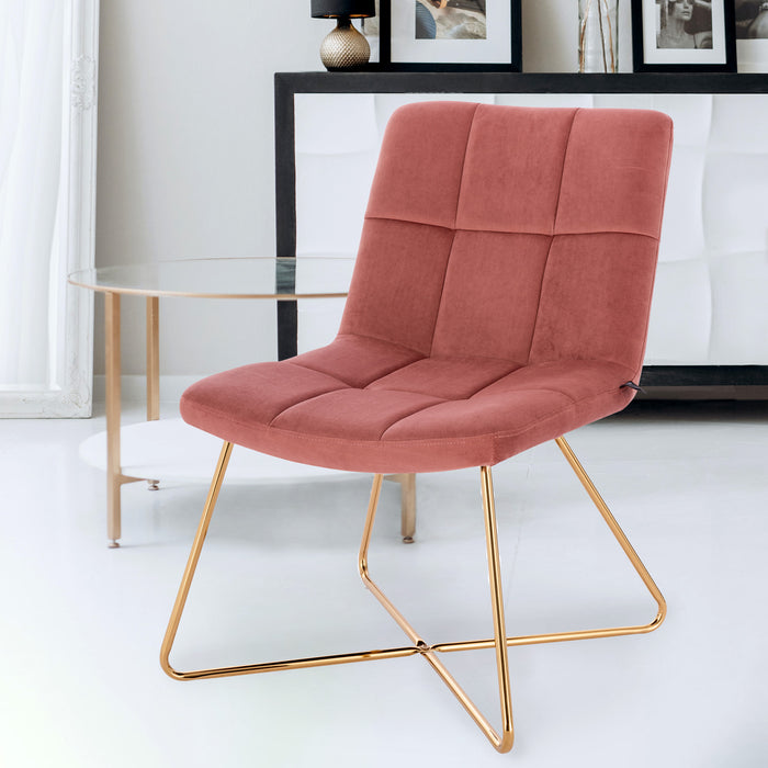 SVITA Lynn Sessel in alt-rosa mit elegantem, zeitgemäßem Design und goldfarbenem Metallgestell im Wohnzimmer