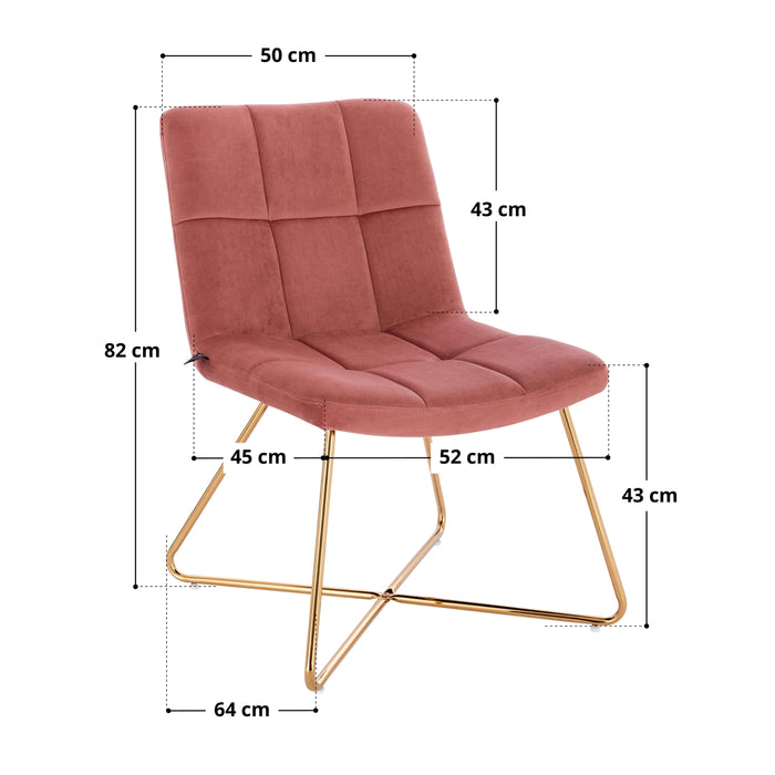 SVITA Lynn Sessel in alt-rosa, Maße: 82 cm hoch, Sitzbreite 52 cm, Sitztiefe 45 cm, Sitzhöhe 43 cm, Rückenlehnenhöhe 43 cm, Fußgestellabstand 64 cm