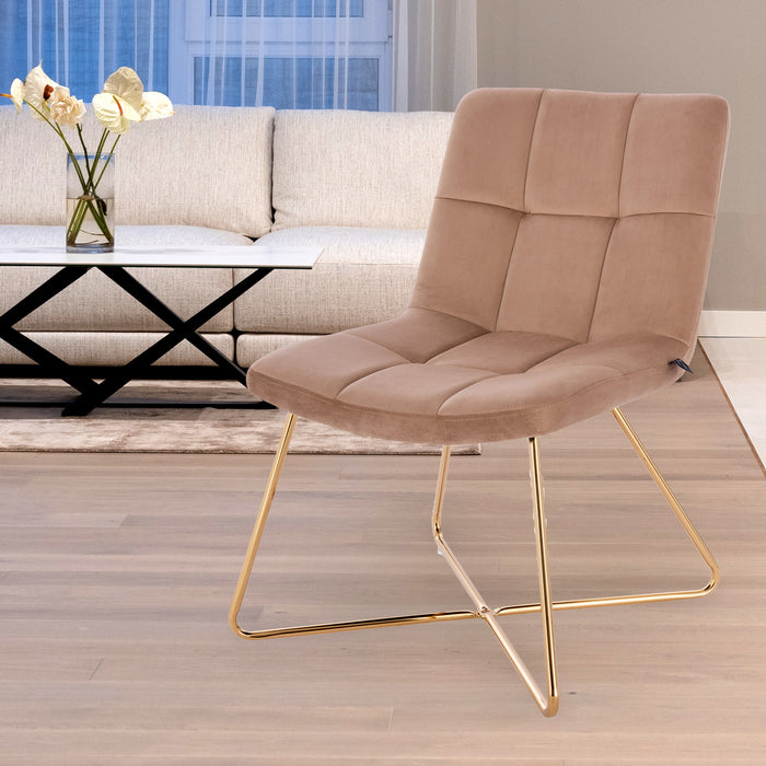 SVITA Lynn Sessel in taupe mit elegantem, zeitgemäßem Design und goldfarbenem Metallgestell im Wohnzimmer
