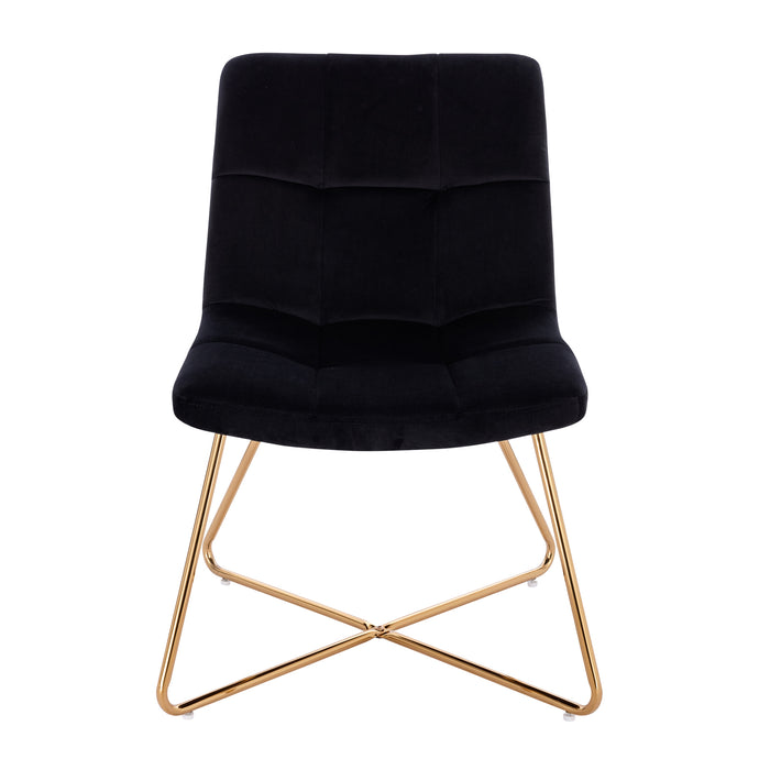 Vorderansicht des SVITA Lynn Sessels in schwarz mit elegantem Design und goldfarbenem Metallgestell