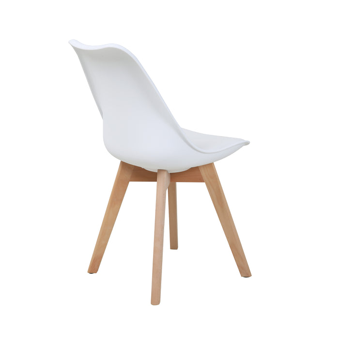 Rückansicht des grauen SVITA Mats Esszimmerstuhls mit gepolstertem Sitz und elegantem Design