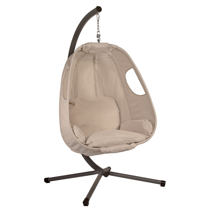 SVITA SNUGGY Hängesessel beige mit Metallgestell und Sitzpolstern