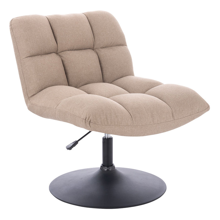 SVITA LAUREL beige gepolsterter Drehstuhl mit niedriger Rückenlehne und schwarzem runden Metallfuß