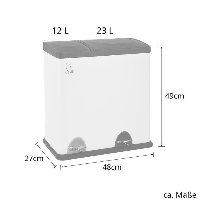 TC2Combo35 Mülleimer Weiß 35 Liter (12+23L)