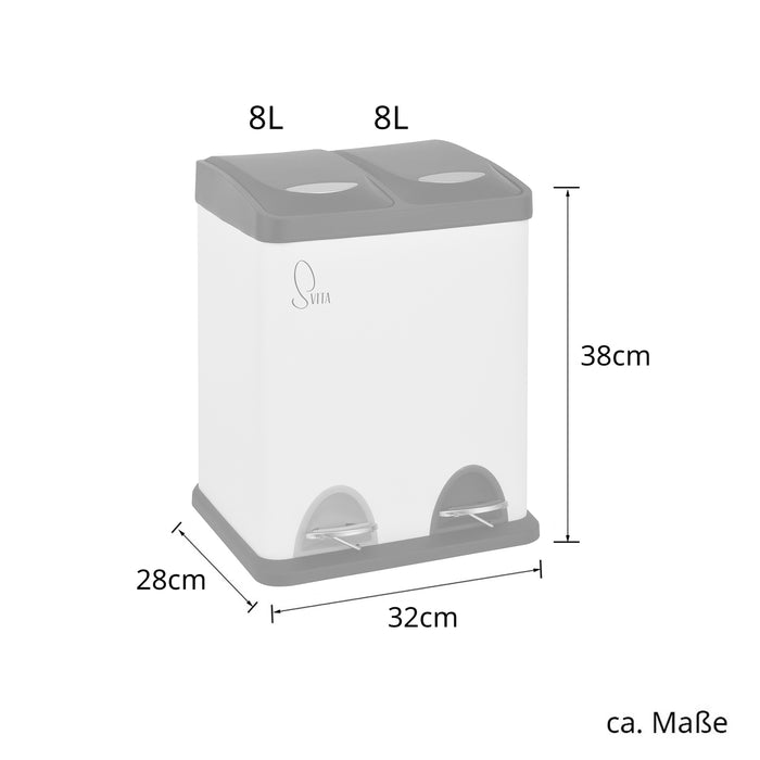 TC2X8 Mülleimer 16 Liter Weiß (2x8L)