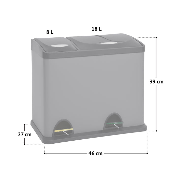 TC2Combo26 Mülleimer Grau 26 Liter