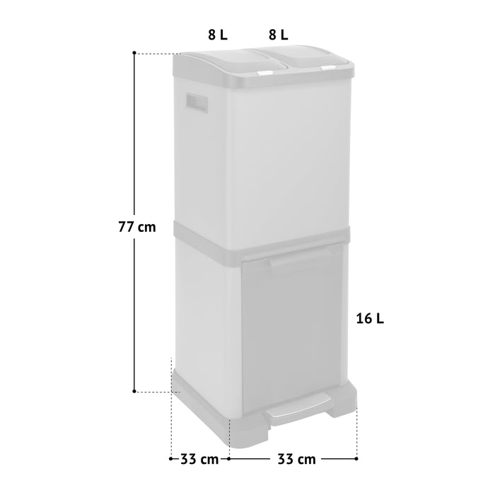 B-Ware 3XCombo Mülleimer 32 Liter Taupe (2x8+16L)