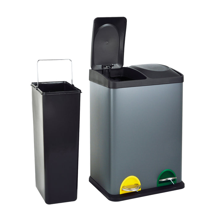 mülleimer mit pedal 40l TC2X20 Mülleimer Grau 40 Liter (2x20L) — SVITA