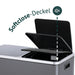 Grauer Mülleimer mit schwarzen Deckeln, Illustration zum Softclose-Deckel