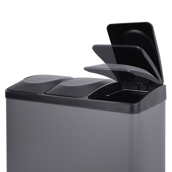 SVITA TC3X15 Mülleimer grau mit drei einzelnen Softclose-Deckeln