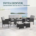SVITA DENVER Gartenmöbelset für bis zu 7 Personen - Schwarze Polyrattan Sitzgruppe