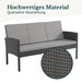 Schwarze Bank aus Polyrattan mit grauen Polstern - Detail Hochwertiges Material, qualitative Verarbeitung