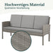 Graue Bank aus Polyrattan mit grauen Polstern - Detail Hochwertiges Material, qualitative Verarbeitung