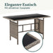 Eleganter Esstisch aus braunem Polyrattan - Detail: mit attraktiver Glasplatte