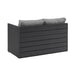 Schwarzes Garten-Sofa mit zwei Rückenkissen aus Rattan von hinten