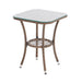 Brauner Rattan Beistelltisch mit Glasplatte und kleiner Ablage