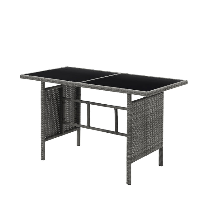 SVITA BROOKLYN XL Polyrattan Esstisch mit Glasplatte grau