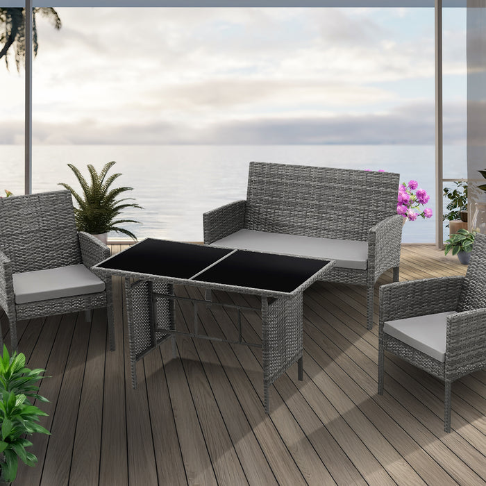 SVITA BROOKLYN XL Polyrattan Garten Essgruppe grau Ambientebild Terrasse
