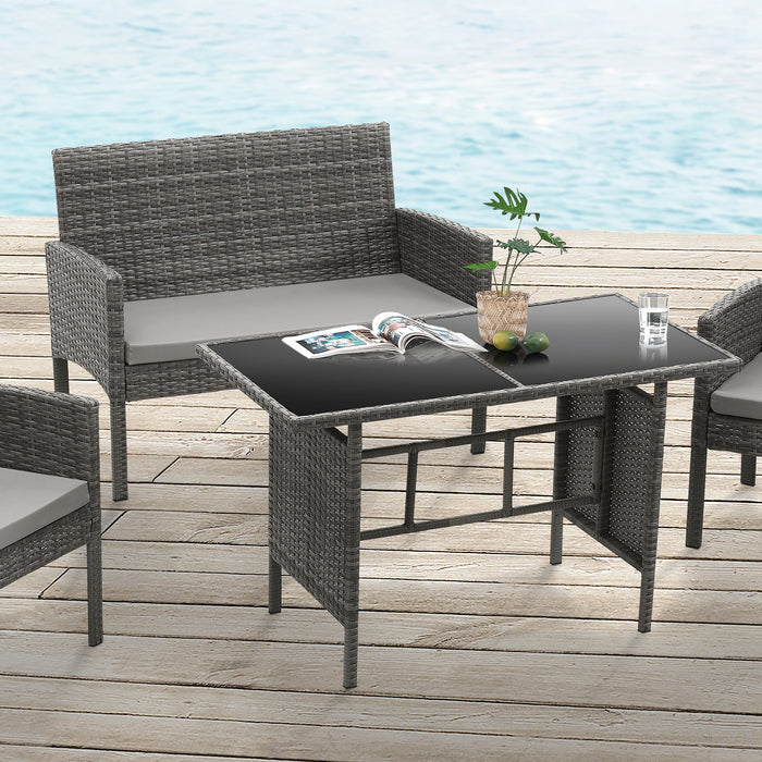 SVITA BROOKLYN XL Polyrattan Garten Essgruppe grau Ambientebild Terrasse 2