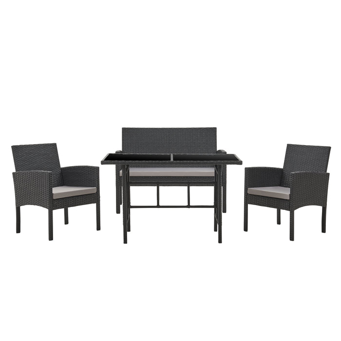 SVITA BROOKLYN XL Polyrattan Garten Essgruppe schwarz 2