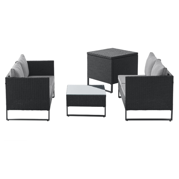 B-Ware KANSAS Rattanlounge Schwarz