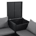 Detail offene Kissenbox schwarz