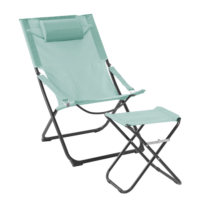 B-Ware TOMRA  Liegestuhl Fußhocker Blau/Dunkelgrau