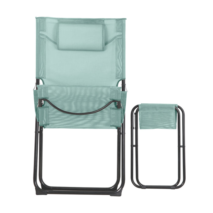 B-Ware TOMRA  Liegestuhl Fußhocker Blau/Dunkelgrau
