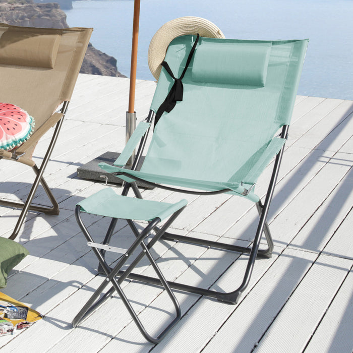 campingstuhl liege TOMRA Liegestuhl mit Hocker