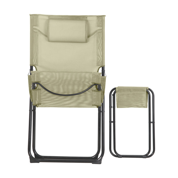 B-Ware TOMRA Liegestuhl Fußhocker Grün/Dunkelgrau