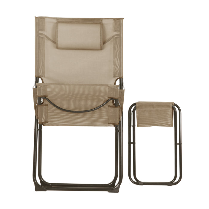 B-Ware TOMRA Liegestuhl Fußhocker Taupe/Sandfarben