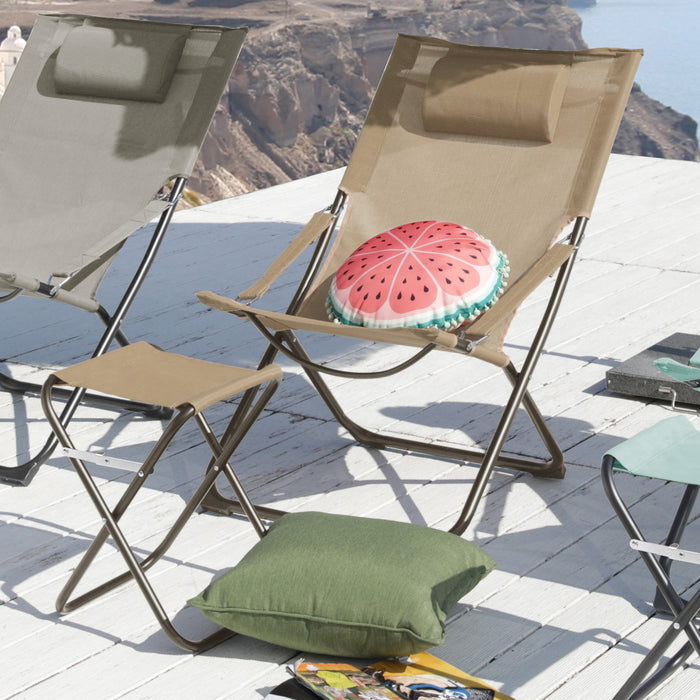 B-Ware TOMRA Liegestuhl Fußhocker Taupe/Sandfarben