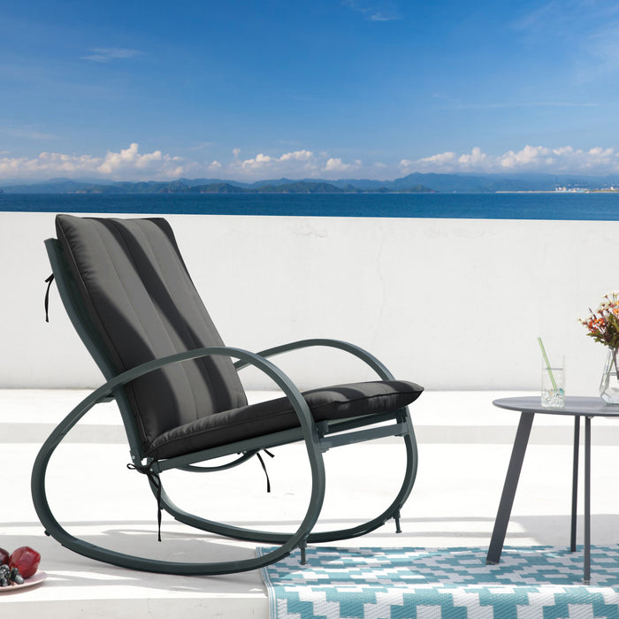 B-Ware EIBY DELUXE Outdoor Schaukelstuhl mit Polsterauflage Dunkelgrau