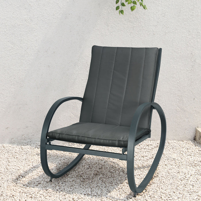 B-Ware EIBY DELUXE Outdoor Schaukelstuhl mit Polsterauflage Dunkelgrau