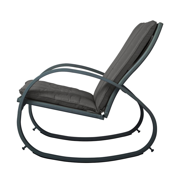 B-Ware EIBY DELUXE Outdoor Schaukelstuhl mit Polsterauflage Dunkelgrau