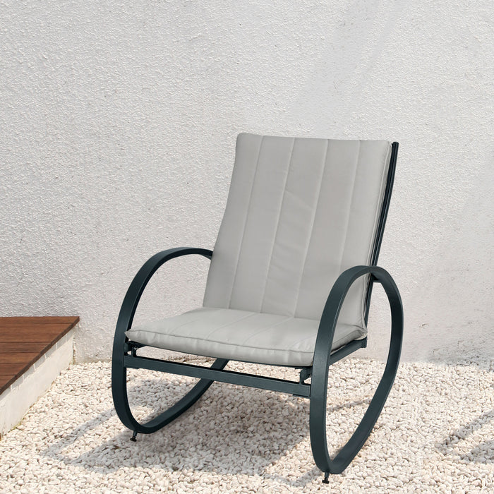 B-Ware EIBY DELUXE Schaukelstuhl Schaukelsessel Grau