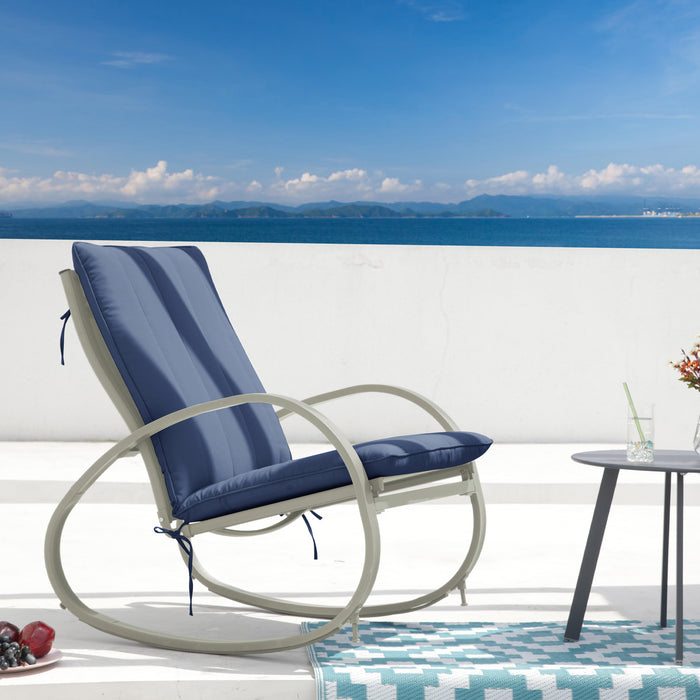 Outdoor Schaukelstuhl SVITA EIBY DELUXE blau Ambientebild Terrasse