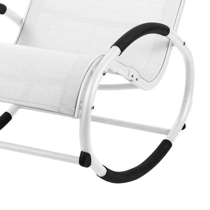 B-Ware EIBY Schaukelstuhl Schaukelsessel Outdoor mit Kopfstütze Armlehne Weiß/Weiß