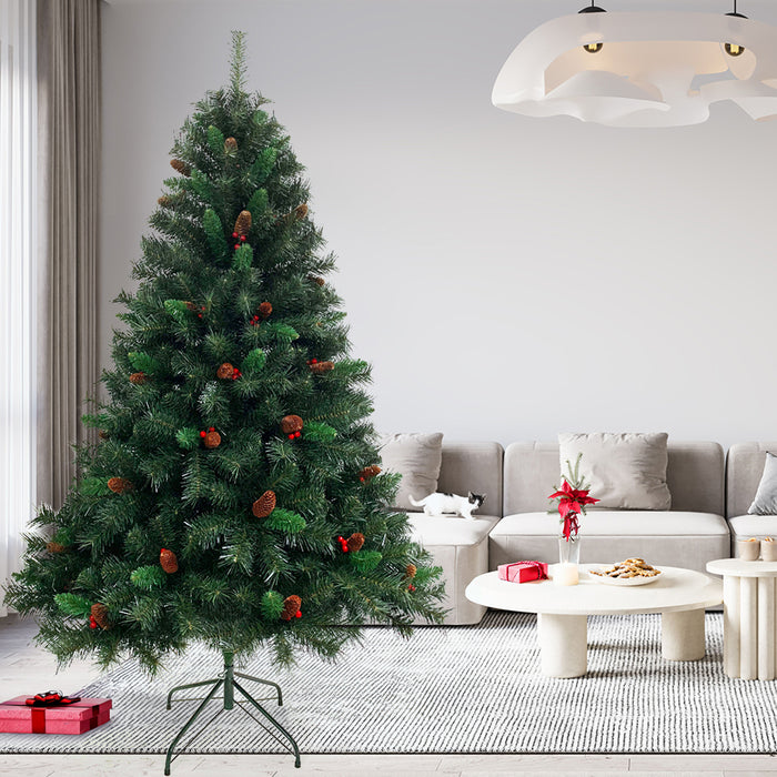 B-Ware Weihnachtsbaum Tannenzapfen + rote Beeren 210 cm