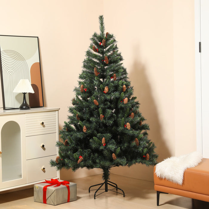 B-Ware Weihnachtsbaum Tannenzapfen + rote Beeren 210 cm
